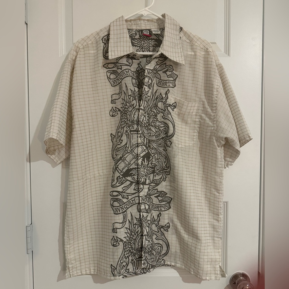 OP Casual Graphic Button Down Short Sleeve Shirt